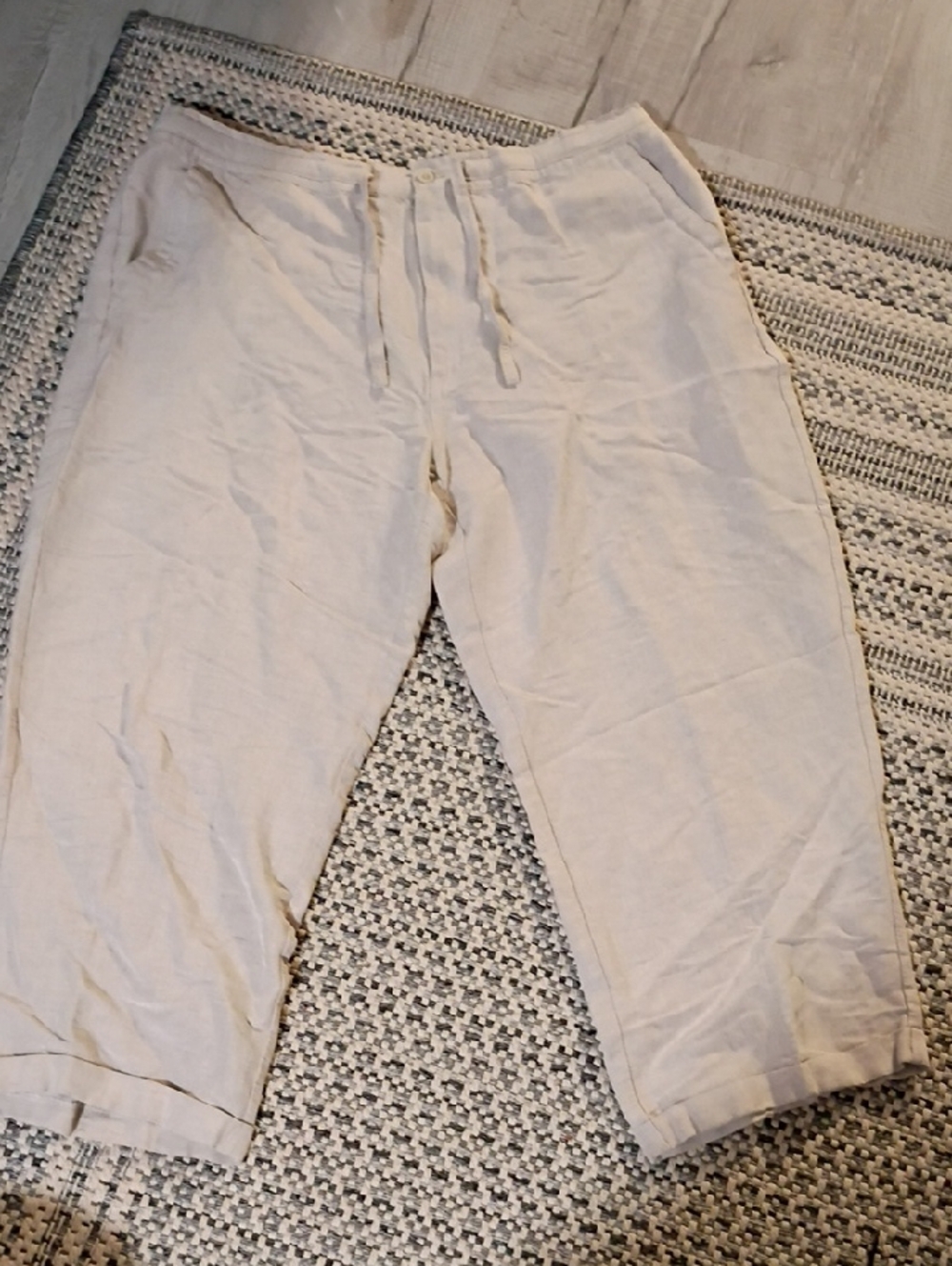Cubavera Men's Lightweight Drawstring Linen Pants - Cream/Tan